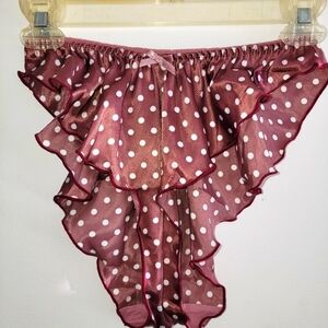 Autumn Leaf Flutter Satin Tappant Knickers Panties UK 10-12 Poka Dot Frenchie